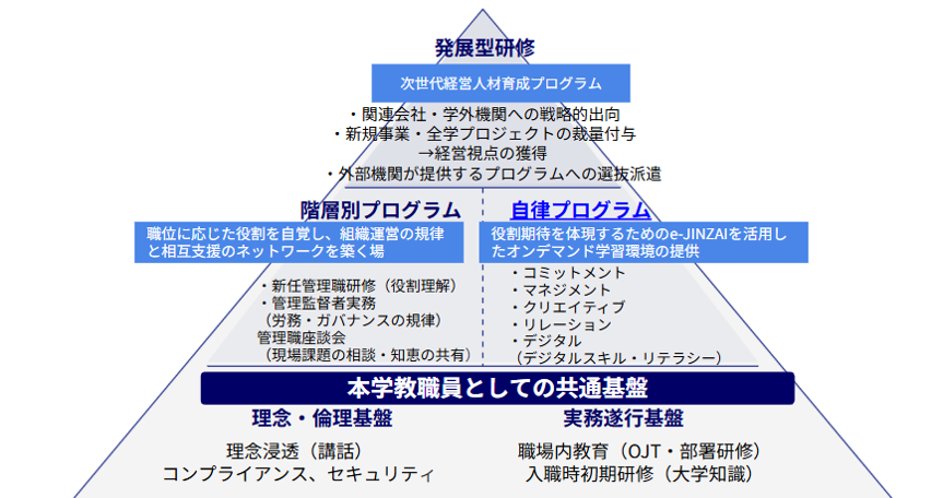 　学校法人日本財団ドワンゴ学園ZEN大学
ビズアップ総研の「e-JINZAI」を活用したSD研修体系図